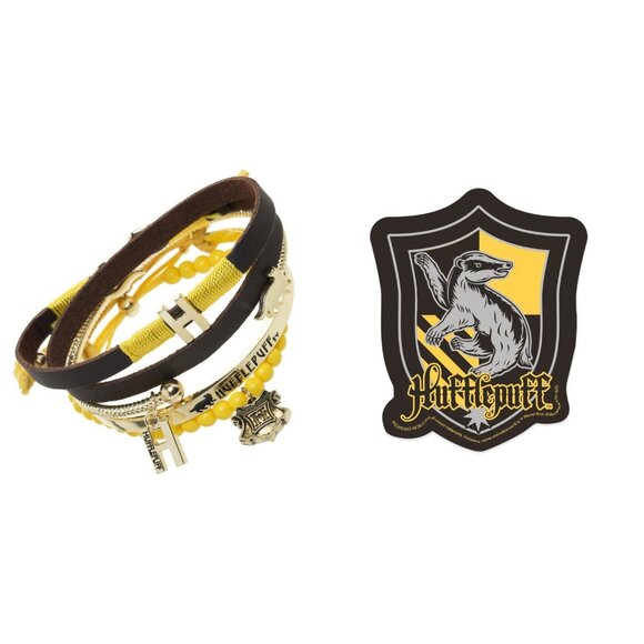 Harry Potter 4 Pack Hufflepuff Friendship Bracelet Set and House Crest Decal - Picture 1 of 7